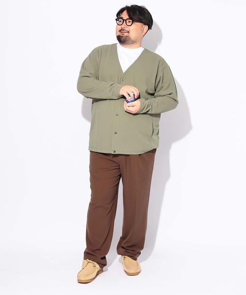 B&T CLUB(ビーティークラブ)の「カーディガン 長袖 メンズ 大きいサイズ ドット 釦 ボタン カルゼジョーゼット B&T CLUB (ビーアンドティークラブ)(カーディガン/ボレロ・メンズ・カーキ/ベージュ/ブラック・X1(3L~4L)/X2(4L~5L))」の8枚目の写真