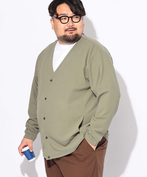 B&T CLUB(ビーティークラブ)の「カーディガン 長袖 メンズ 大きいサイズ ドット 釦 ボタン カルゼジョーゼット B&T CLUB (ビーアンドティークラブ)(カーディガン/ボレロ・メンズ・カーキ/ベージュ/ブラック・X1(3L~4L)/X2(4L~5L))」の5枚目の写真