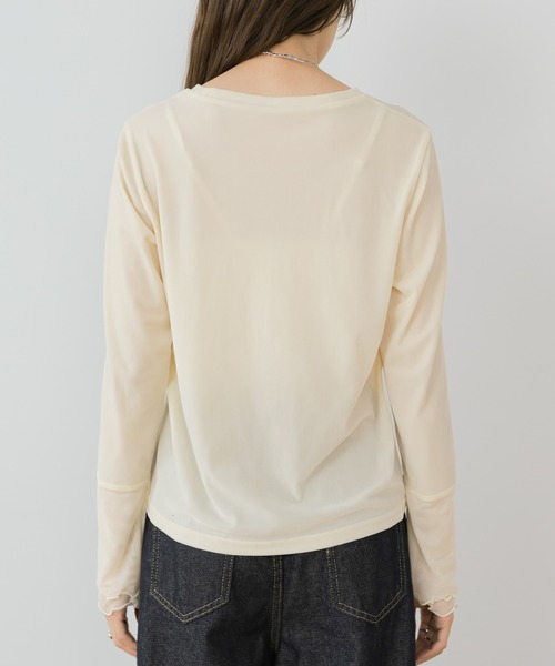 Bab(バブ)の「シアーベロアチュールカフストップス(Tシャツ/カットソー・レディース・アイボリー/チャコールグレー/ブラウン・FREE)」の16枚目の写真