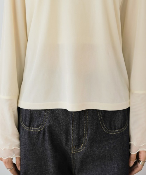 Bab(バブ)の「シアーベロアチュールカフストップス(Tシャツ/カットソー・レディース・アイボリー/チャコールグレー/ブラウン・FREE)」の19枚目の写真