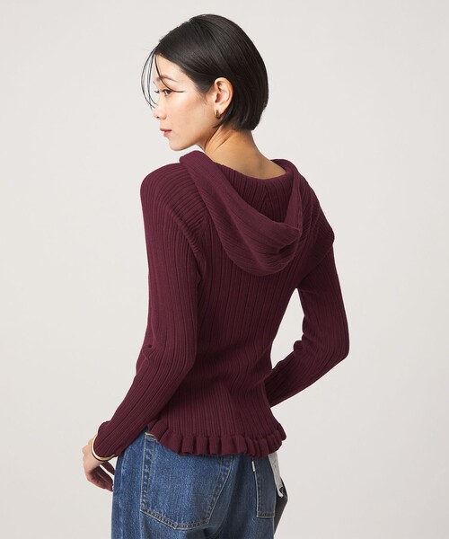 green label relaxing(グリーンレーベルリラクシング)の「【別注】<tyn.TGOR>フリル リブ フード カーディガン(カーディガン/ボレロ・レディース・ダークグレー/ワイン・FREE)」の22枚目の写真
