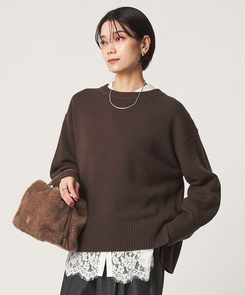 green label relaxing（グリーンレーベルリラクシング）の「［size SHORTあり］SERENITY クルーネック プルオーバー ニット（ニット/セーター・レディース・ナチュラル/ピンク/ブラック/ダークブラウン/コバルトブルー/ダークグレー/モカ・FREE/SHORT）」の3枚目の写真
