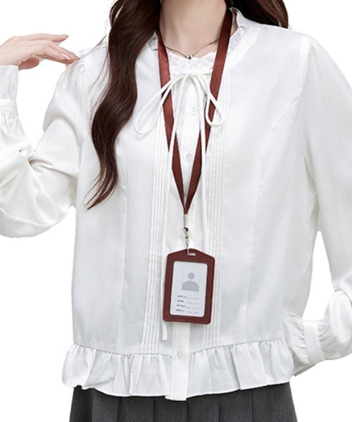 LUCPY(ラクピー)の「フリルリボンブラウス(シャツ/ブラウス・レディース・ホワイト・LARGE/MEDIUM/SMALL/X-LARGE)」の5枚目の写真