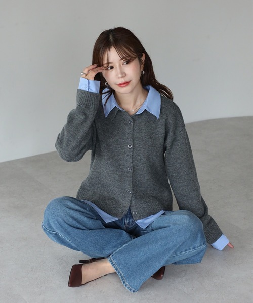 Riberry(リベリー)の「アルパカタッチシャツドッキングカーディガン(カーディガン/ボレロ・レディース・ネイビー/チャコールグレー/アイボリー・FREE)」の20枚目の写真