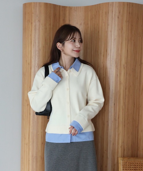 Riberry(リベリー)の「アルパカタッチシャツドッキングカーディガン(カーディガン/ボレロ・レディース・ネイビー/チャコールグレー/アイボリー・FREE)」の22枚目の写真