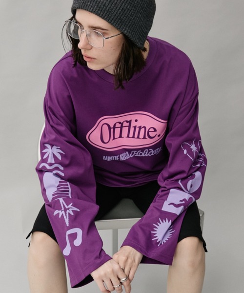 Auntie Rosa Holiday(アンティローザホリデー)の「オーバーサイズロンT/OFFLINE(Tシャツ/カットソー・レディース・グレー/チャコールグレー/パープル・FREE)」の1枚目の写真