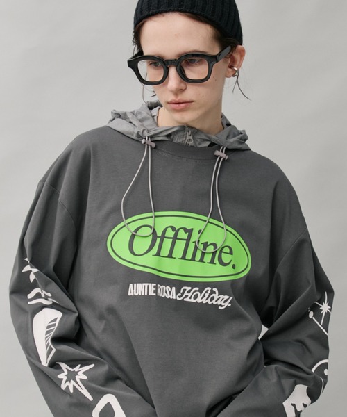Auntie Rosa Holiday(アンティローザホリデー)の「オーバーサイズロンT/OFFLINE(Tシャツ/カットソー・レディース・グレー/チャコールグレー/パープル・FREE)」の2枚目の写真