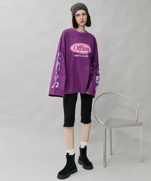 Auntie Rosa Holiday(アンティローザホリデー)の「オーバーサイズロンT/OFFLINE(Tシャツ/カットソー・レディース・グレー/チャコールグレー/パープル・FREE)」の5枚目の写真