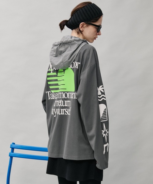 Auntie Rosa Holiday(アンティローザホリデー)の「オーバーサイズロンT/OFFLINE(Tシャツ/カットソー・レディース・グレー/チャコールグレー/パープル・FREE)」の12枚目の写真