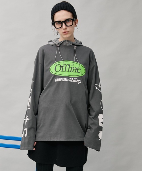 Auntie Rosa Holiday(アンティローザホリデー)の「オーバーサイズロンT/OFFLINE(Tシャツ/カットソー・レディース・グレー/チャコールグレー/パープル・FREE)」の9枚目の写真