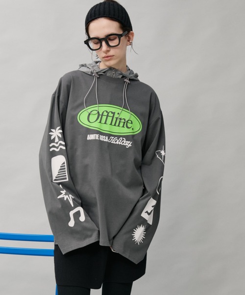Auntie Rosa Holiday(アンティローザホリデー)の「オーバーサイズロンT/OFFLINE(Tシャツ/カットソー・レディース・グレー/チャコールグレー/パープル・FREE)」の10枚目の写真