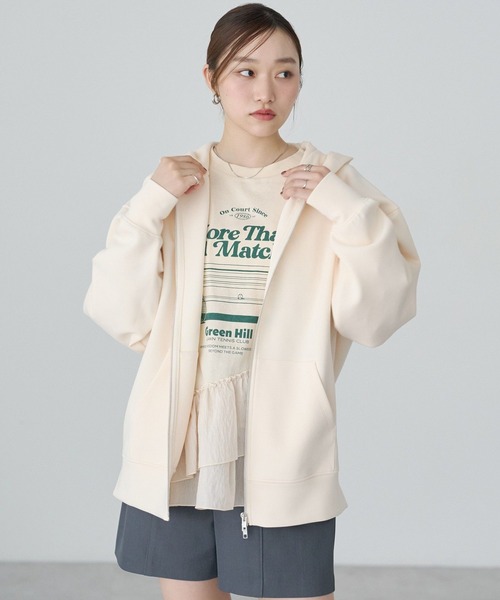 earth music&ecology(アースミュージックアンドエコロジー)の「エアもちパーカー(パーカー・レディース・アイボリー/ピンク/ブラック/杢グレー・FREE)」の18枚目の写真