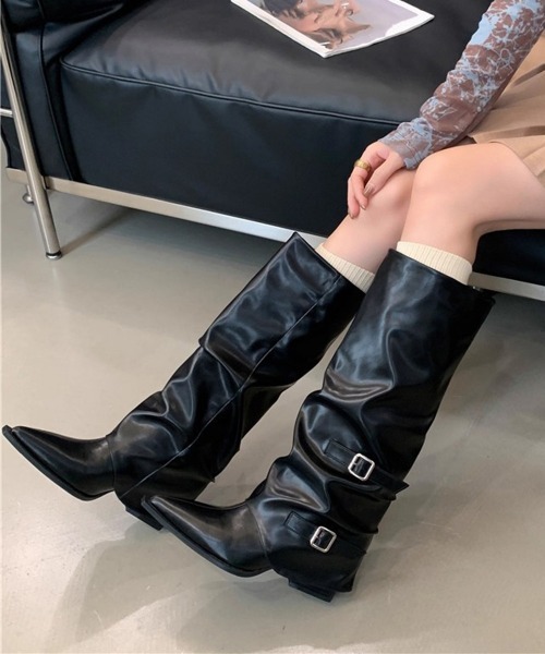Miniministore(ミニミニストア)の「エンジニアブーツレディーススラウチブーツ(ブーツ・レディース・オフホワイト/ブラウン/ブラック・22.5cm/24.5cm/24.0cm/23.5cm/23.0cm)」の6枚目の写真