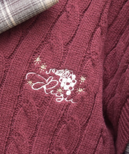 axes femme（アクシーズファム）の「刺繍入りチルデンニットベスト（ニット/セーター・レディース・ワイン/キナリ/ネイビー・FREE）」の13枚目の写真