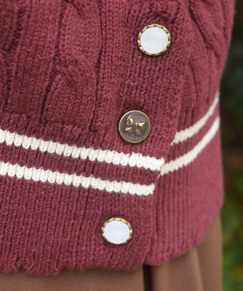 axes femme（アクシーズファム）の「刺繍入りチルデンニットベスト（ニット/セーター・レディース・ワイン/キナリ/ネイビー・FREE）」の14枚目の写真