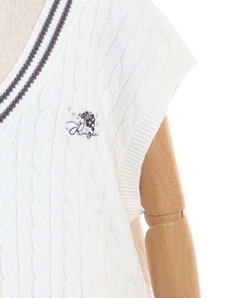 axes femme（アクシーズファム）の「刺繍入りチルデンニットベスト（ニット/セーター・レディース・ワイン/キナリ/ネイビー・FREE）」の20枚目の写真