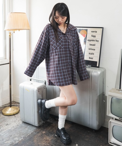 WEGO(ウィゴー)の「WEGO/【26年秋冬新作】フードチェックシャツ(シャツ/ブラウス・レディース・ブラック系その他2/ブラウン系その他2・FREE)」の15枚目の写真