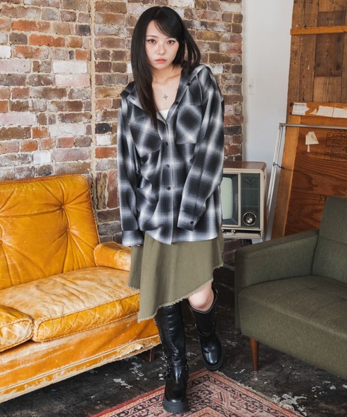 WEGO(ウィゴー)の「WEGO/【26年秋冬新作】フードチェックシャツ(シャツ/ブラウス・レディース・ブラック系その他2/ブラウン系その他2・FREE)」の20枚目の写真