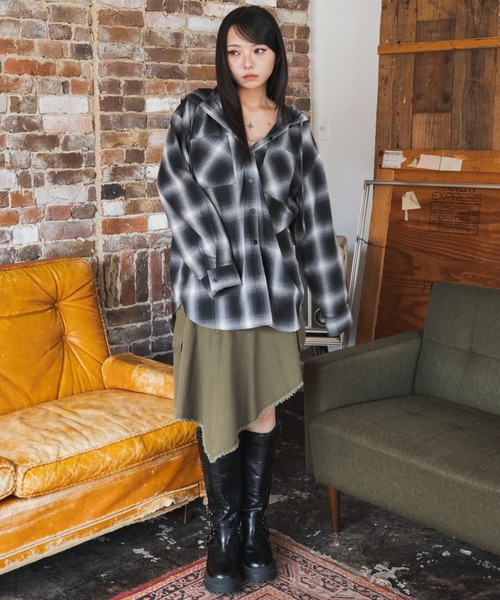 WEGO(ウィゴー)の「WEGO/【26年秋冬新作】フードチェックシャツ(シャツ/ブラウス・レディース・ブラック系その他2/ブラウン系その他2・FREE)」の21枚目の写真