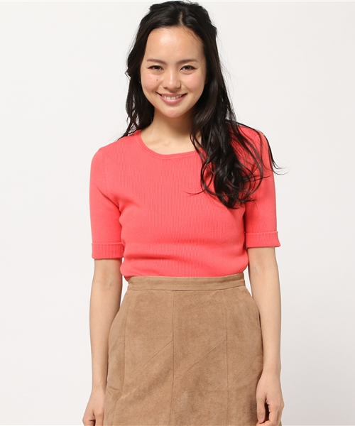 NATURAL BEAUTY BASIC（ナチュラルビューティーベーシック）の「コットンリブニット（ニット/セーター・レディース・ネイビー/ホワイト系その他/レッド/ダークネイビー・MEDIUM）」の4枚目の写真