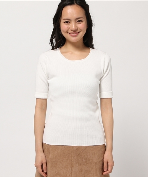 NATURAL BEAUTY BASIC（ナチュラルビューティーベーシック）の「コットンリブニット（ニット/セーター・レディース・ネイビー/ホワイト系その他/レッド/ダークネイビー・MEDIUM）」の5枚目の写真