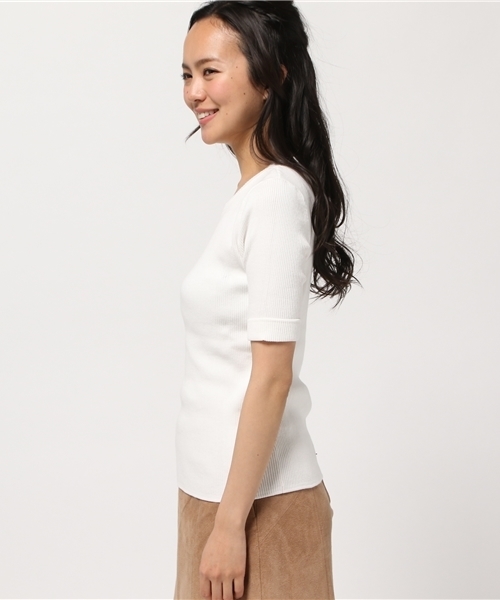 NATURAL BEAUTY BASIC（ナチュラルビューティーベーシック）の「コットンリブニット（ニット/セーター・レディース・ネイビー/ホワイト系その他/レッド/ダークネイビー・MEDIUM）」の6枚目の写真