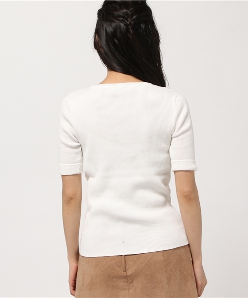 NATURAL BEAUTY BASIC（ナチュラルビューティーベーシック）の「コットンリブニット（ニット/セーター・レディース・ネイビー/ホワイト系その他/レッド/ダークネイビー・MEDIUM）」の7枚目の写真