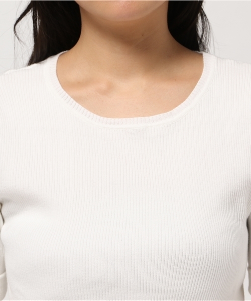 NATURAL BEAUTY BASIC（ナチュラルビューティーベーシック）の「コットンリブニット（ニット/セーター・レディース・ネイビー/ホワイト系その他/レッド/ダークネイビー・MEDIUM）」の8枚目の写真