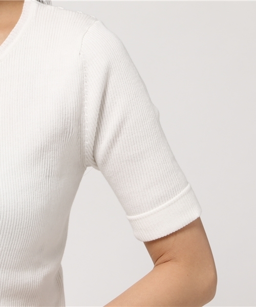 NATURAL BEAUTY BASIC（ナチュラルビューティーベーシック）の「コットンリブニット（ニット/セーター・レディース・ネイビー/ホワイト系その他/レッド/ダークネイビー・MEDIUM）」の9枚目の写真