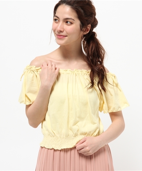 WEGO(ウィゴー)の「WEGO/リボンオフショルダーカットソー(Tシャツ/カットソー・レディース・ライトピンク/ライトイエロー/その他1/ホワイト/トリコロール・FREE)」の16枚目の写真