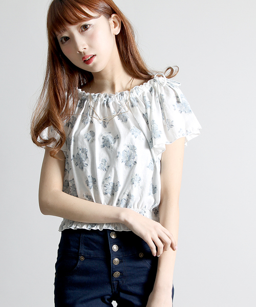 WEGO(ウィゴー)の「WEGO/リボンオフショルダーカットソー(Tシャツ/カットソー・レディース・ライトピンク/ライトイエロー/その他1/ホワイト/トリコロール・FREE)」の6枚目の写真