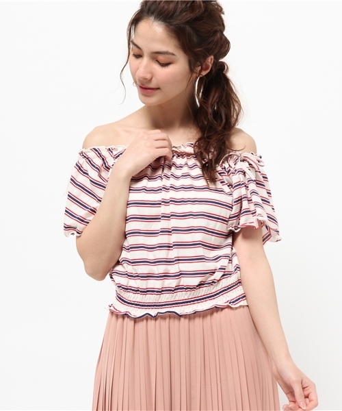 WEGO(ウィゴー)の「WEGO/リボンオフショルダーカットソー(Tシャツ/カットソー・レディース・ライトピンク/ライトイエロー/その他1/ホワイト/トリコロール・FREE)」の12枚目の写真