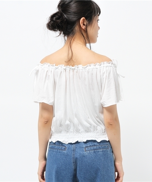 WEGO(ウィゴー)の「WEGO/リボンオフショルダーカットソー(Tシャツ/カットソー・レディース・ライトピンク/ライトイエロー/その他1/ホワイト/トリコロール・FREE)」の9枚目の写真