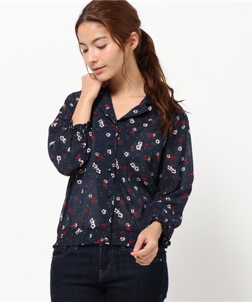 E hyphen world gallery(イーハイフンワールドギャラリー)の「・5S花柄ブラウス(シャツ/ブラウス・レディース・ボルドー/ブラック/マスタード・FREE)」の1枚目の写真