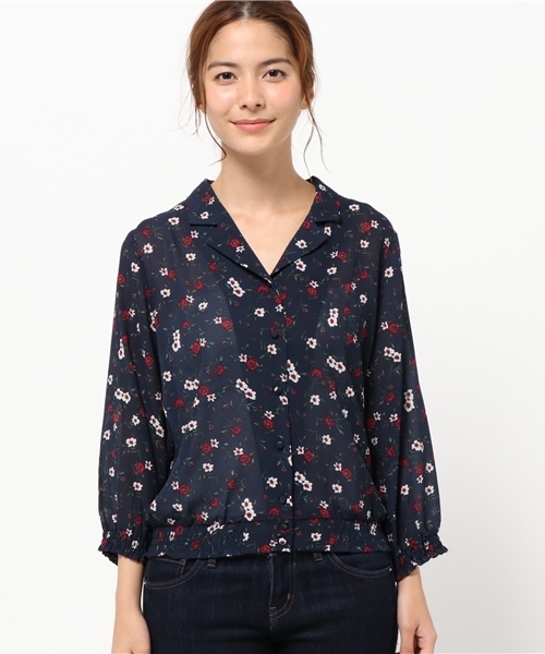 E hyphen world gallery(イーハイフンワールドギャラリー)の「・5S花柄ブラウス(シャツ/ブラウス・レディース・ボルドー/ブラック/マスタード・FREE)」の4枚目の写真