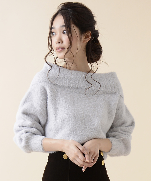 Amelier Majestic Legon アメリエルマジェスティックレゴン の 雑誌掲載 オフショルふわふわプルオーバー ニット セーター Wear