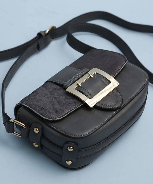 PLAIN CLOTHING（プレーンクロージング）の「ハラコフラップショルダーバッグ【PLAIN CLOTHING】（ショルダーバッグ・レディース・グレー/ブラック/レオパード/キャメル・FREE）」の14枚目の写真