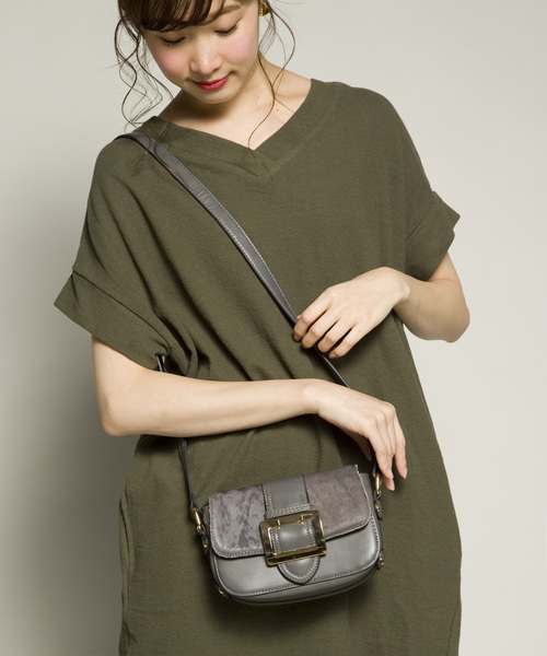 PLAIN CLOTHING（プレーンクロージング）の「ハラコフラップショルダーバッグ【PLAIN CLOTHING】（ショルダーバッグ・レディース・グレー/ブラック/レオパード/キャメル・FREE）」の16枚目の写真