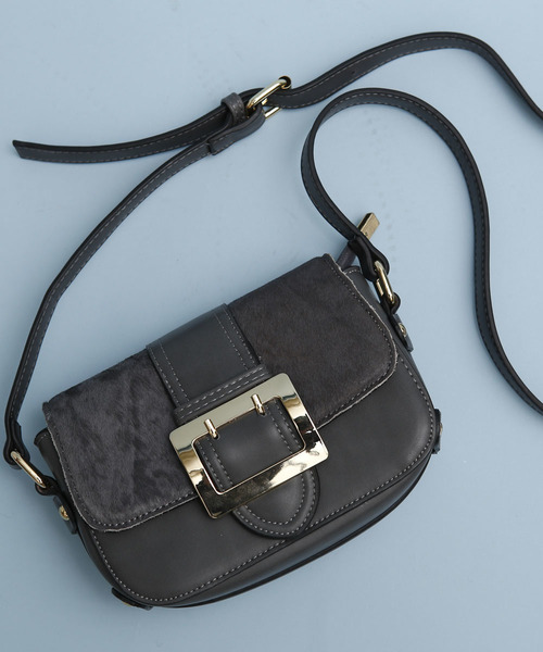 PLAIN CLOTHING（プレーンクロージング）の「ハラコフラップショルダーバッグ【PLAIN CLOTHING】（ショルダーバッグ・レディース・グレー/ブラック/レオパード/キャメル・FREE）」の18枚目の写真