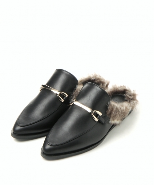 A part by（アパートバイ）の「Fファービットスリッパ 739838 （その他シューズ・レディース・ブラック・37/23.5cm/38/24.5cm）」の2枚目の写真