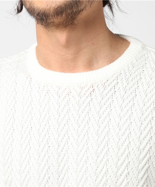 VENCEEXCHANGE（ヴァンスエクスチェンジ）の「シェブロン柄ニットプルオーバー                  （ニット/セーター・メンズ・オフホワイト/グレー/ブルー・LARGE/MEDIUM）」の6枚目の写真