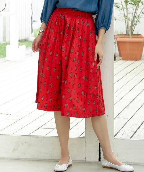 green label relaxing(グリーンレーベルリラクシング)の「■■■CF Paisley PRT スカート ◆(スカート・レディース・ナチュラル/レッド・FREE)」の1枚目の写真