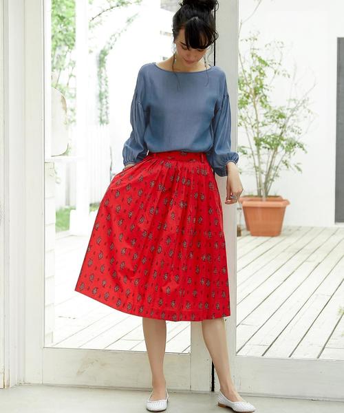 green label relaxing(グリーンレーベルリラクシング)の「■■■CF Paisley PRT スカート ◆(スカート・レディース・ナチュラル/レッド・FREE)」の14枚目の写真