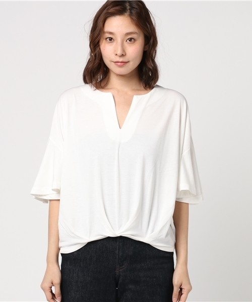 FREE'S MART(フリーズマート)の「スリットネック袖フレアカットソー(Tシャツ/カットソー・レディース・イエロー/ネイビー/ホワイト/ピンク・FREE)」の8枚目の写真