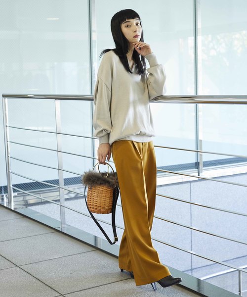 STUDIOUS（ステュディオス）の「【VIOLA’dORO】 ファー付きバケツ型ミニかご　MIRO V-8145（かごバッグ・レディース・ナチュラル/モカ/マルチ・FREE）」の7枚目の写真