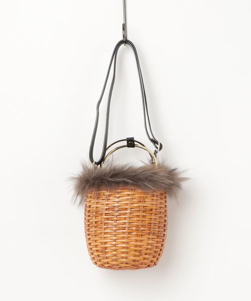 STUDIOUS（ステュディオス）の「【VIOLA’dORO】 ファー付きバケツ型ミニかご　MIRO V-8145（かごバッグ・レディース・ナチュラル/モカ/マルチ・FREE）」の12枚目の写真