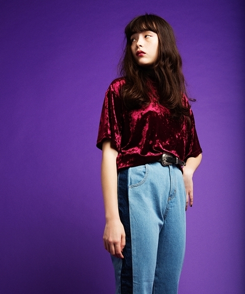 WEGO（ウィゴー）の「WEGO/クラッシュベロアカットソー（Tシャツ/カットソー・レディース・ダークグリーン/ワイン/アイボリー/ブラック/ピンク・FREE）」の14枚目の写真