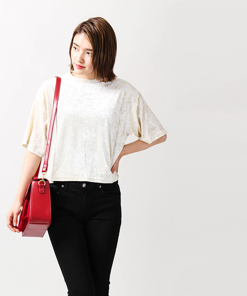 WEGO（ウィゴー）の「WEGO/クラッシュベロアカットソー（Tシャツ/カットソー・レディース・ダークグリーン/ワイン/アイボリー/ブラック/ピンク・FREE）」の18枚目の写真