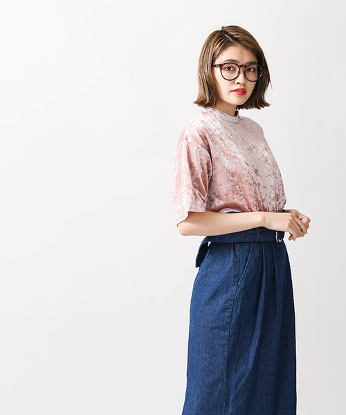 WEGO（ウィゴー）の「WEGO/クラッシュベロアカットソー（Tシャツ/カットソー・レディース・ダークグリーン/ワイン/アイボリー/ブラック/ピンク・FREE）」の19枚目の写真