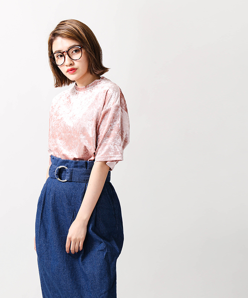 WEGO（ウィゴー）の「WEGO/クラッシュベロアカットソー（Tシャツ/カットソー・レディース・ダークグリーン/ワイン/アイボリー/ブラック/ピンク・FREE）」の20枚目の写真